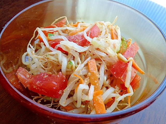 モリモリ食べよう♪もやし胡瓜トマトの胡麻南蛮浸し