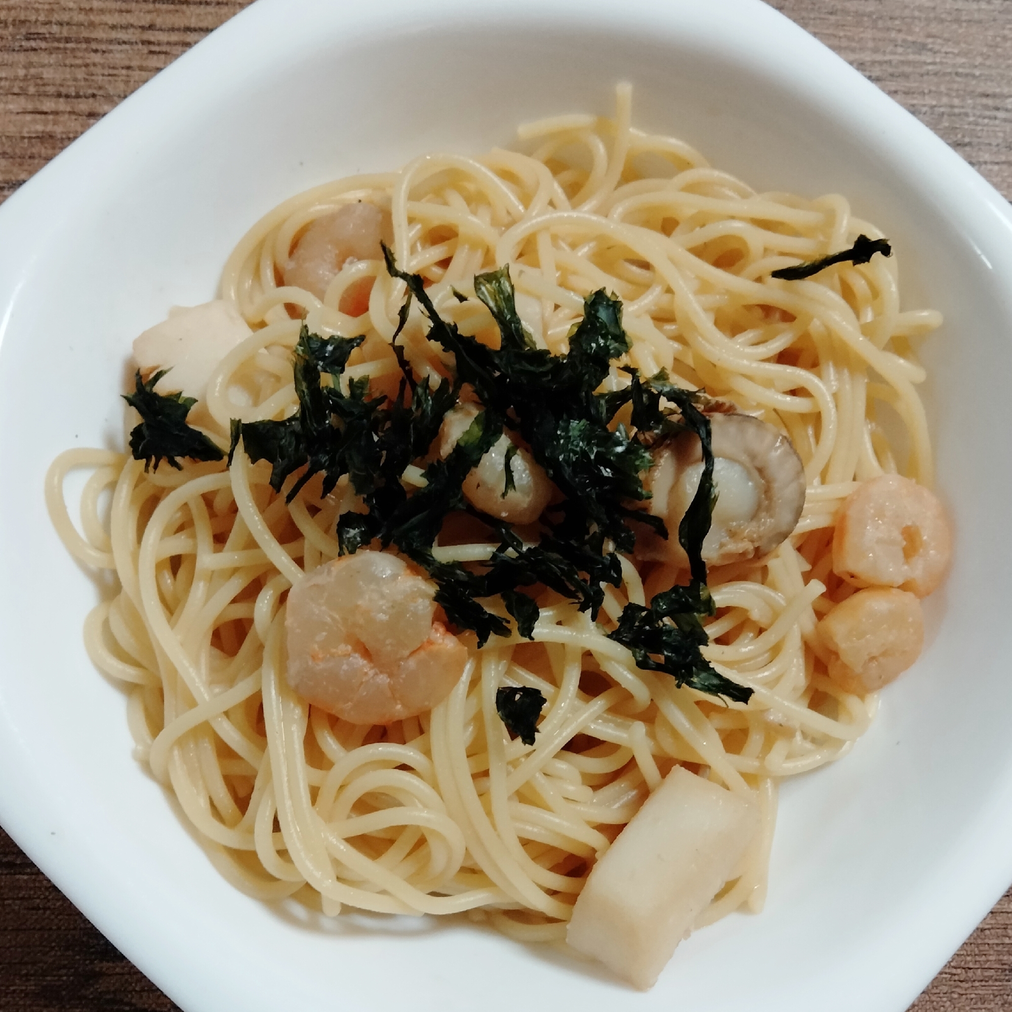 シーフードミックス入り醤油パスタ