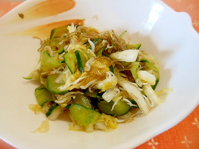白菜、胡瓜、雑魚の昆布和え