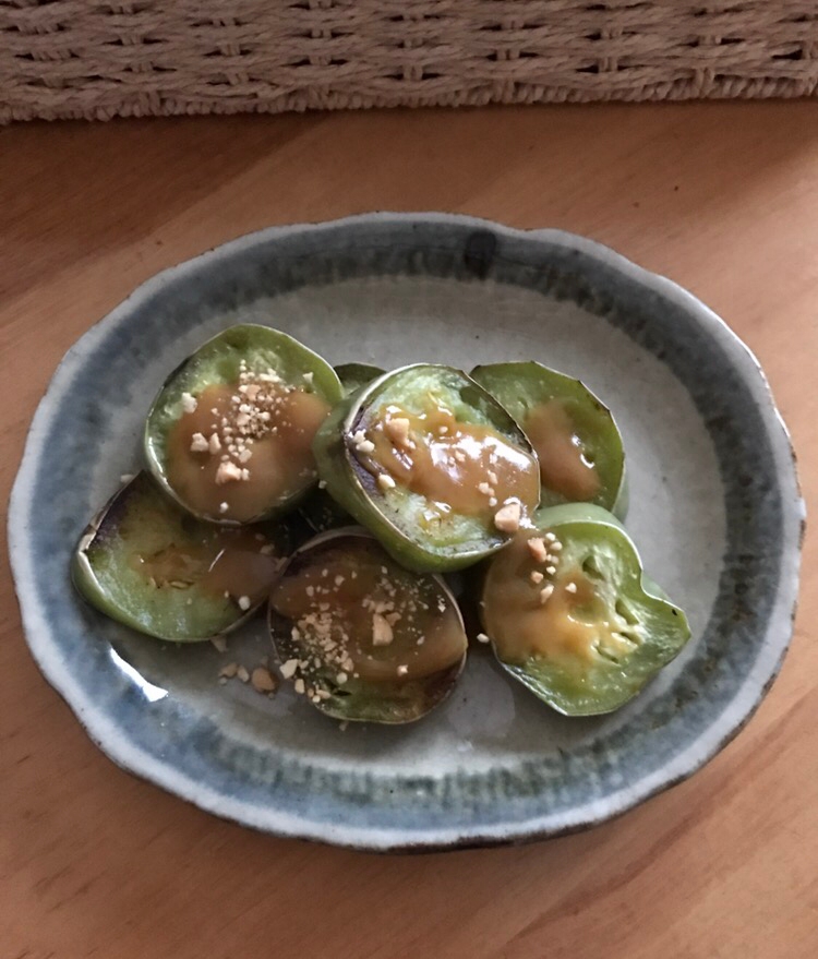 青ナスのピーナッツ味噌だれ焼き