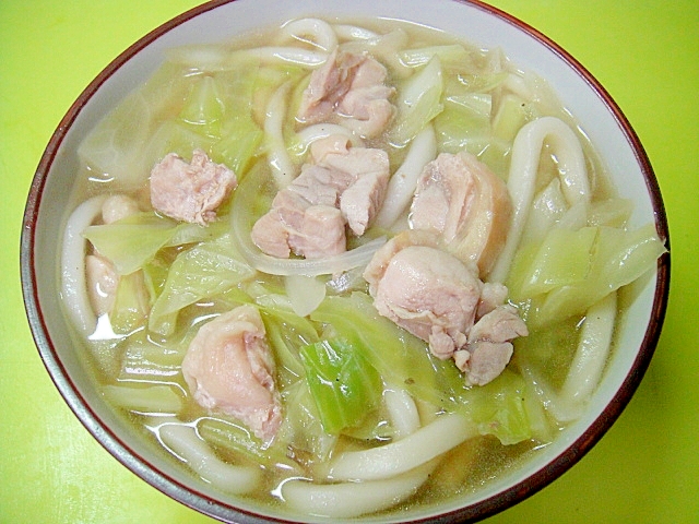 キャベツと鶏肉の塩うどん