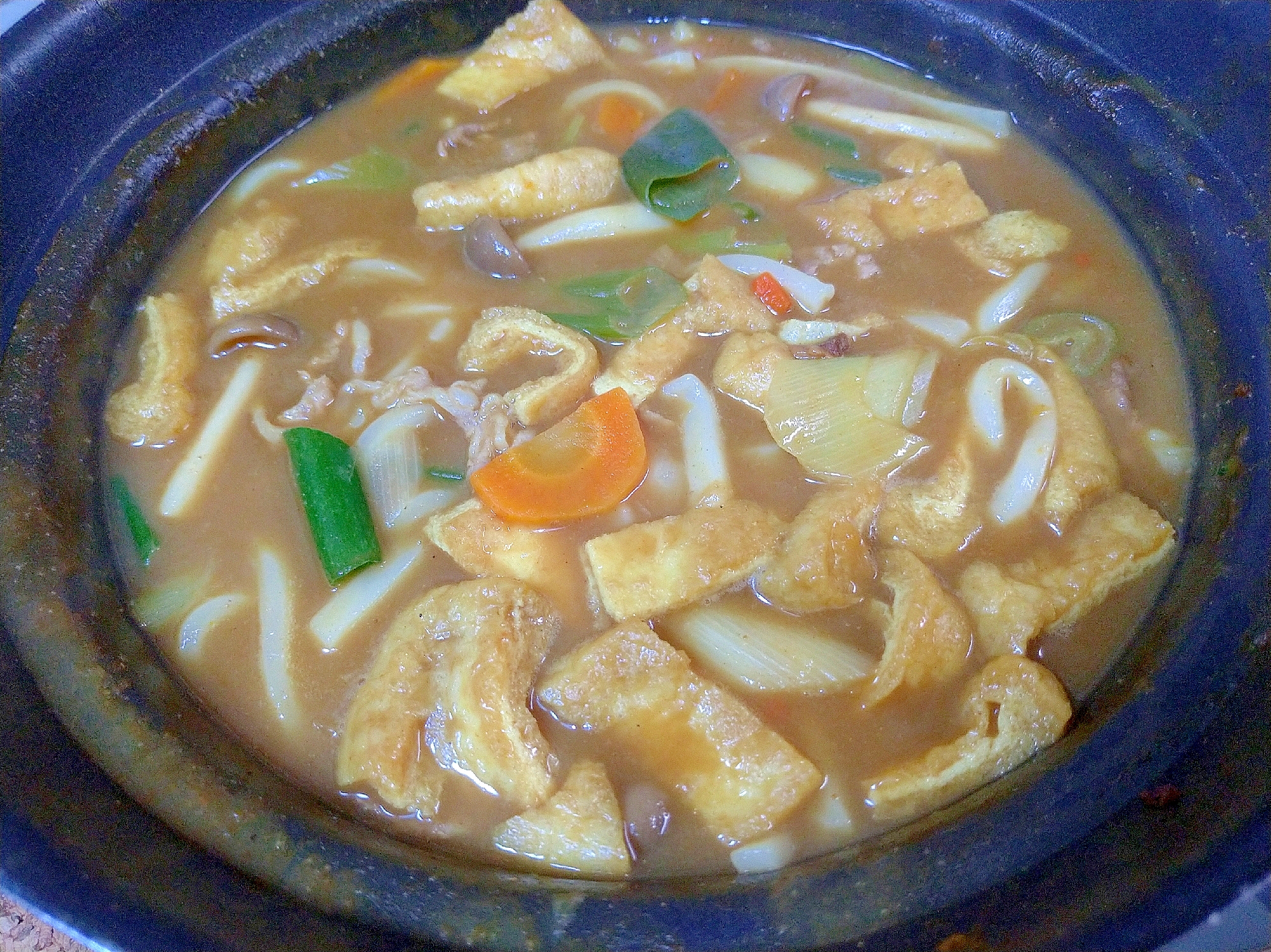 カレー風味の白菜と油揚げでおうどん