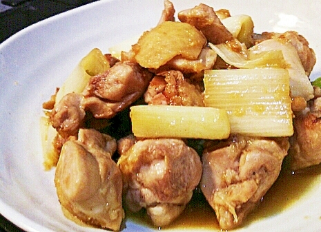 鶏肉とネギのニンニク風味のポン酢焼き