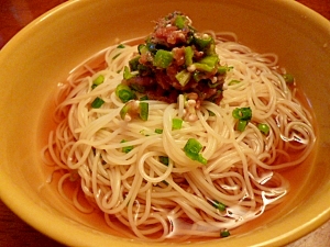 たたき梅オクラそうめん☆