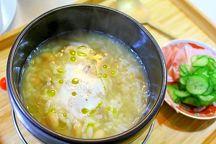 大豆スープの雑炊