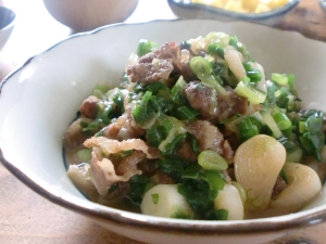 葉玉ねぎと牛肉の☆うまうま炒め