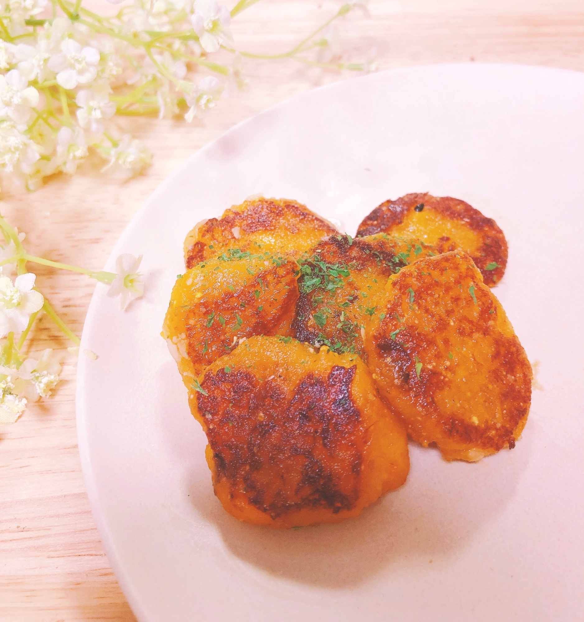 塩かぼちゃ餅バター焼き