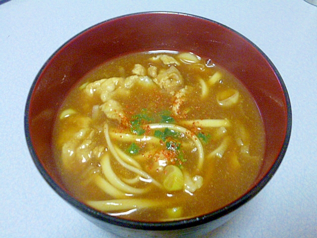 乾麺で簡単♪豚肉と長ネギのカレーうどん