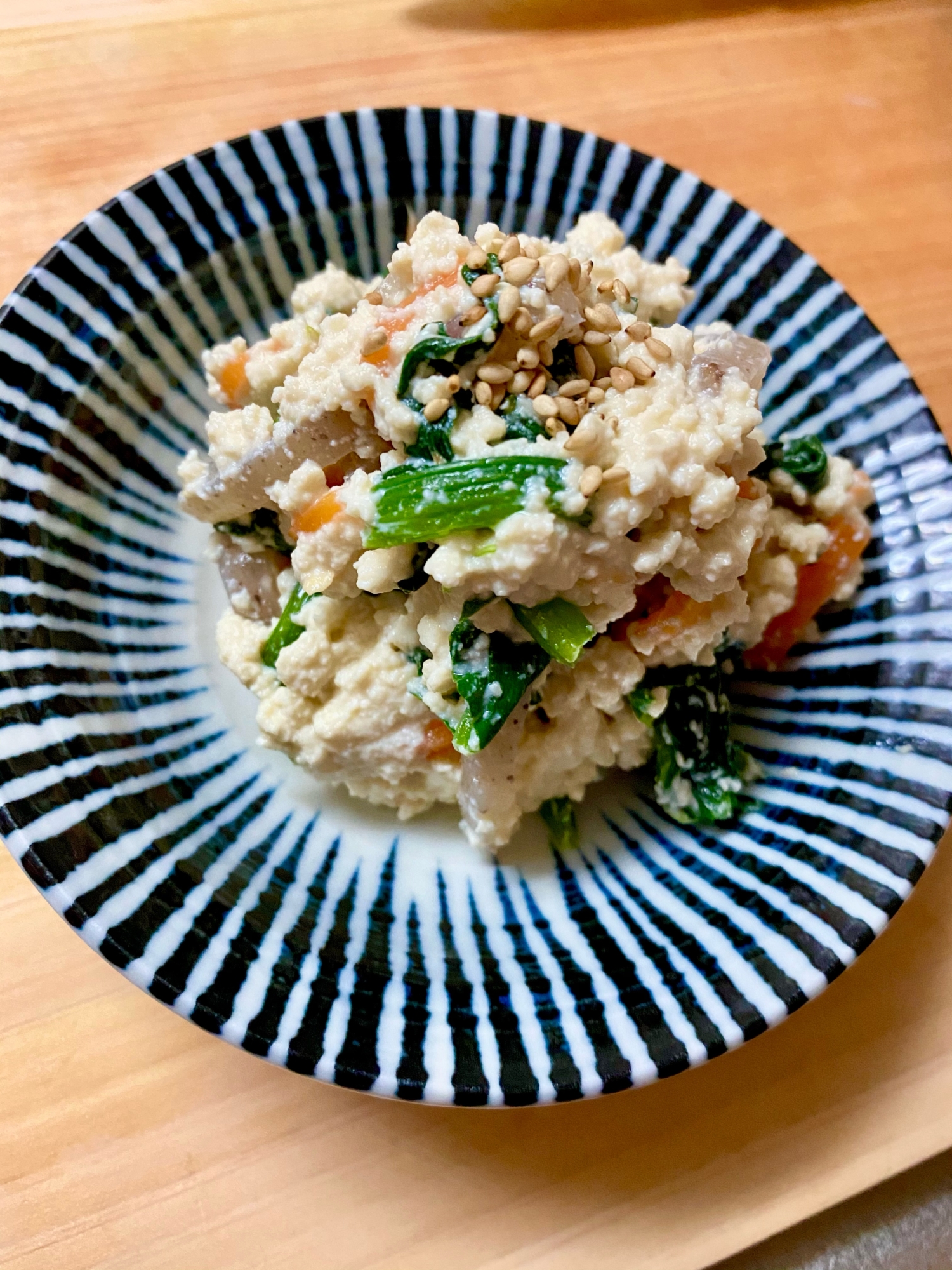 我が家のほうれん草の白和えは味噌味！