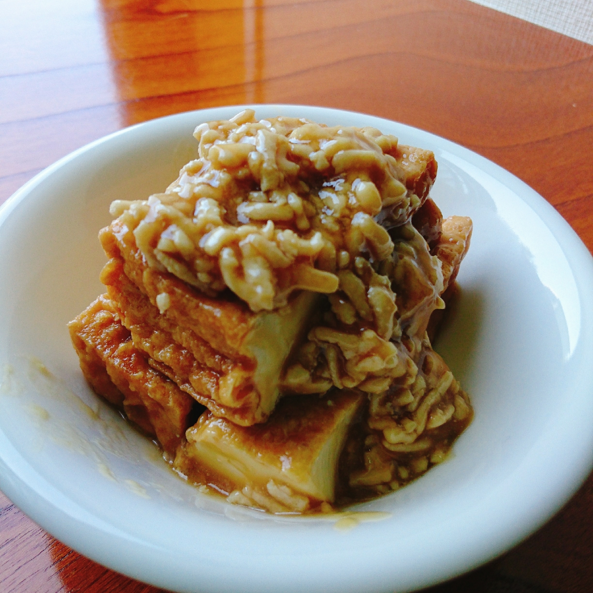 絹揚げと鶏挽き肉の餡掛け煮