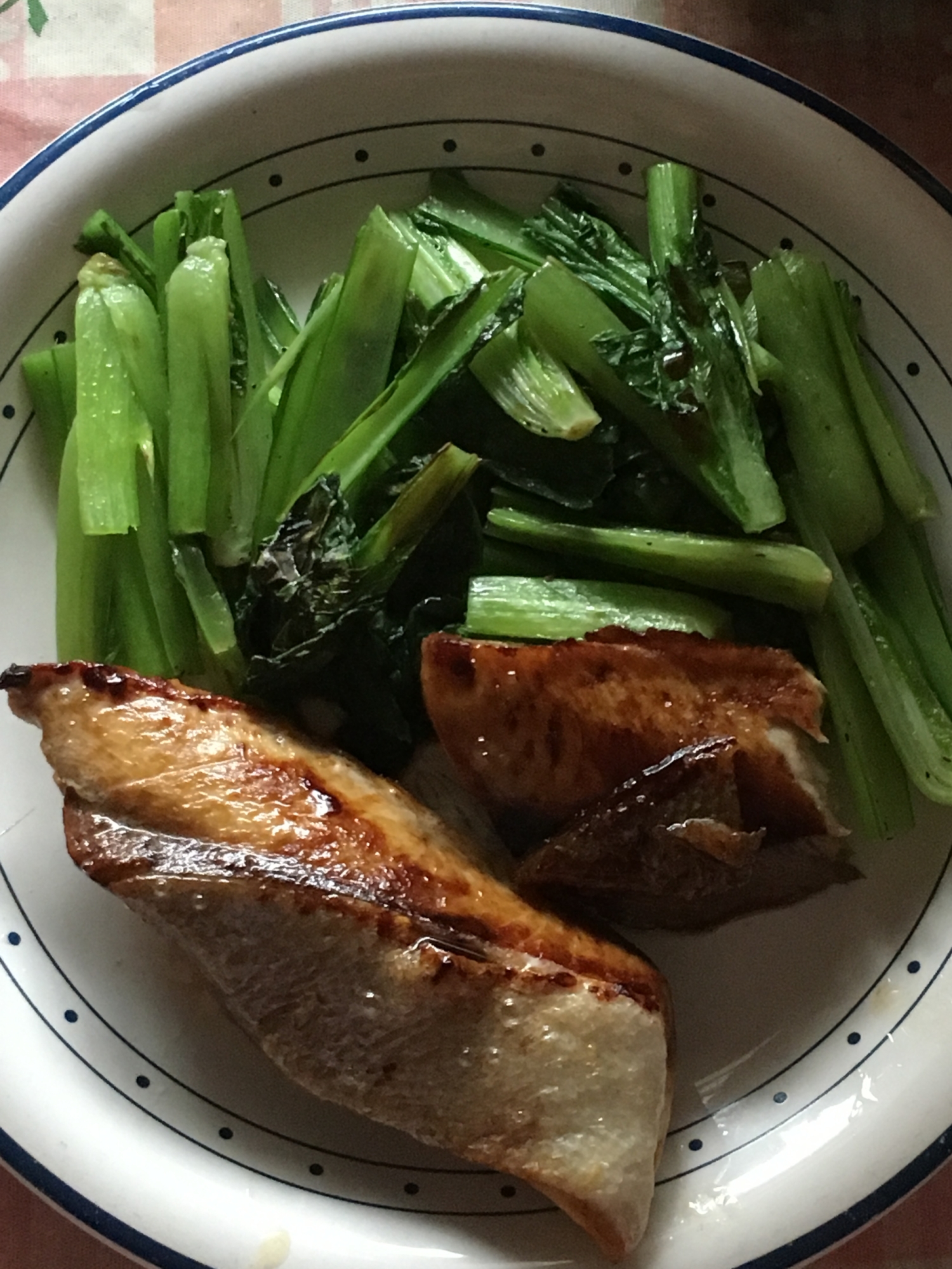 小松菜とぶりのバター焼き