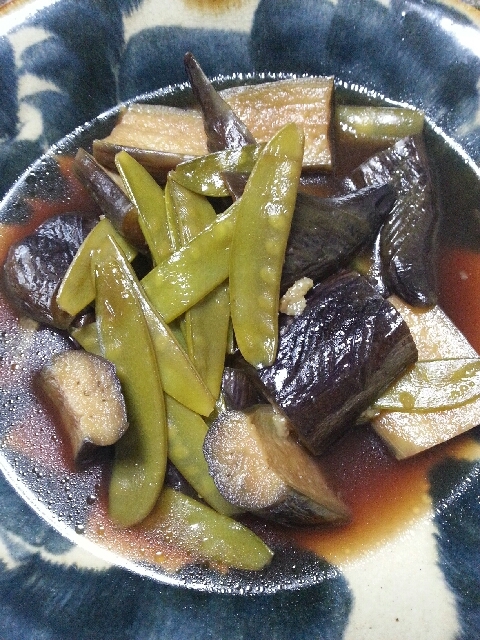 なすと絹さやの煮浸し