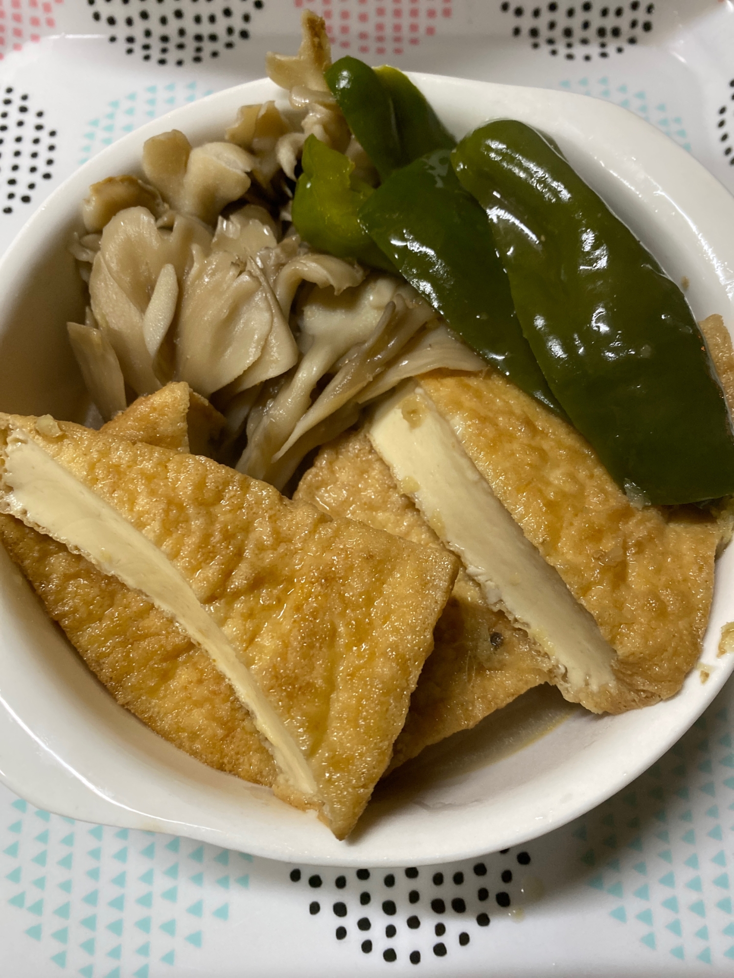 厚揚げと舞茸とピーマンの煮浸し☆