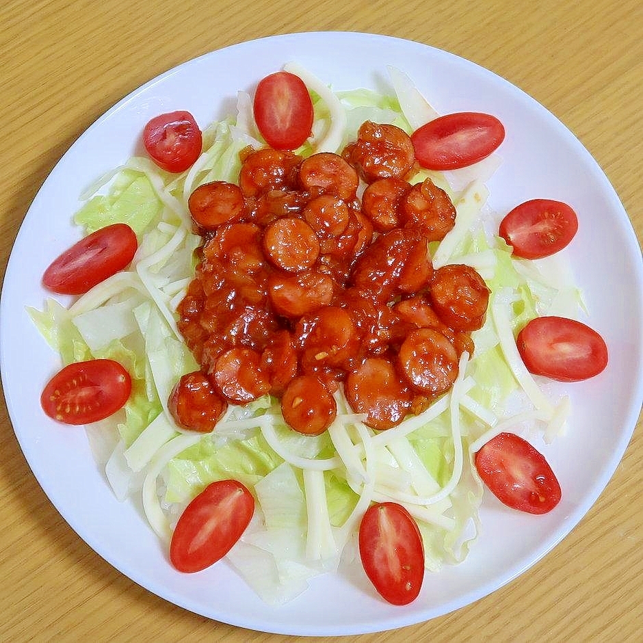 ソーセージでタコライス風☆ありあわせの調味料で