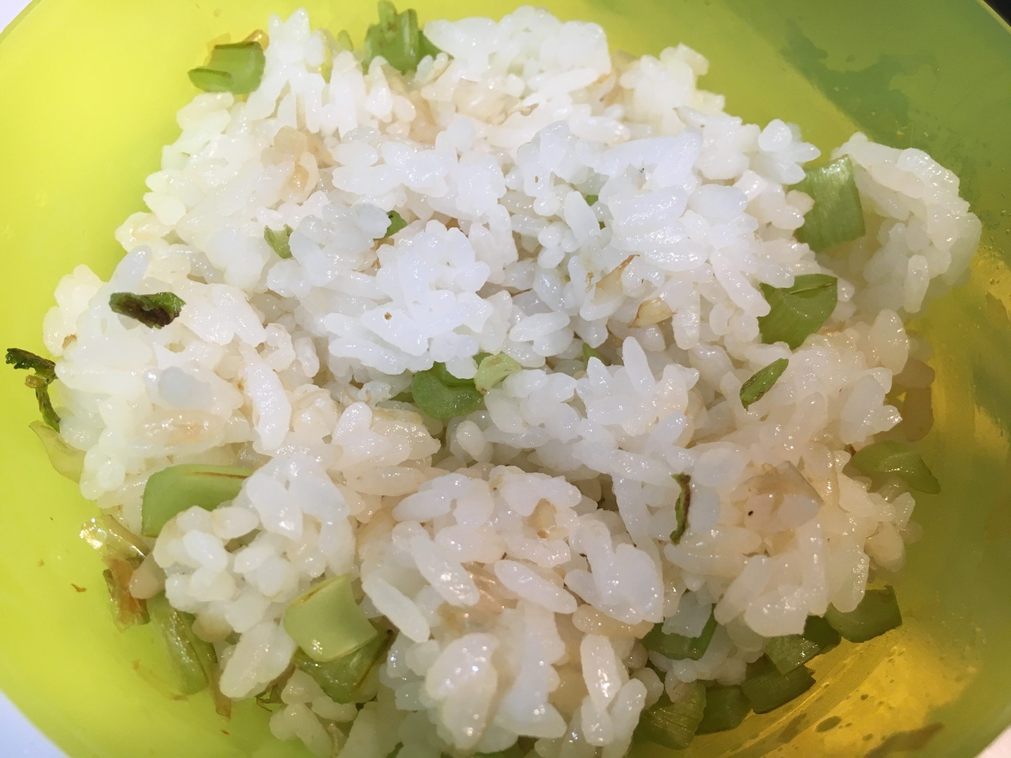 離乳食 完了期 小松菜とおかかの混ぜごはん。