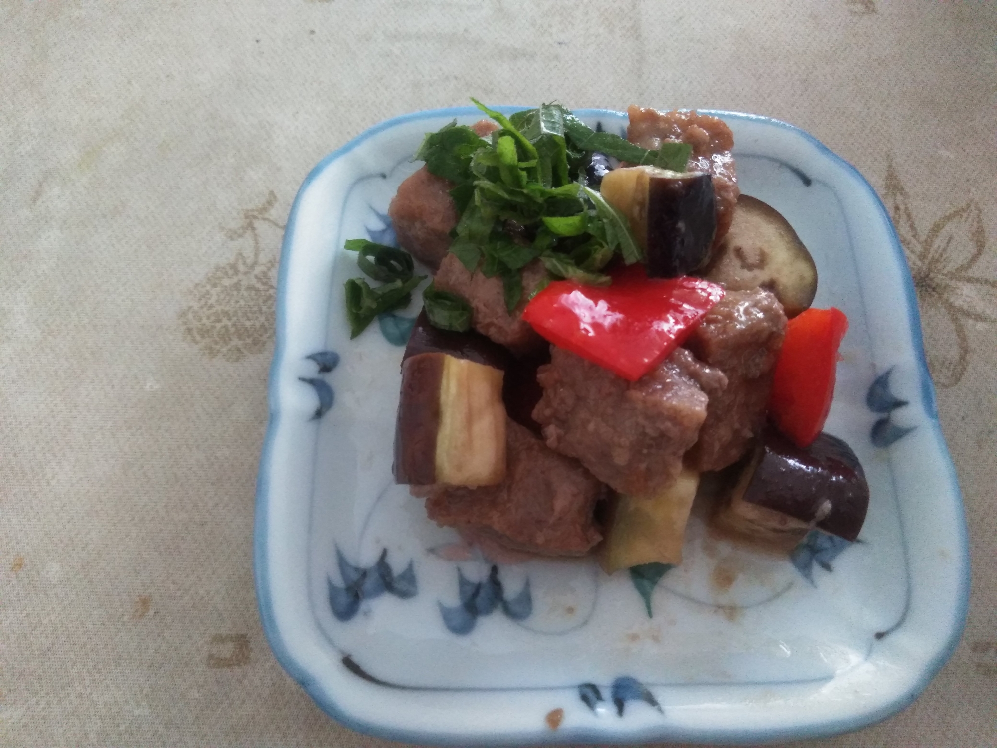 甜麺醤でコロコロ野菜と肉炒め