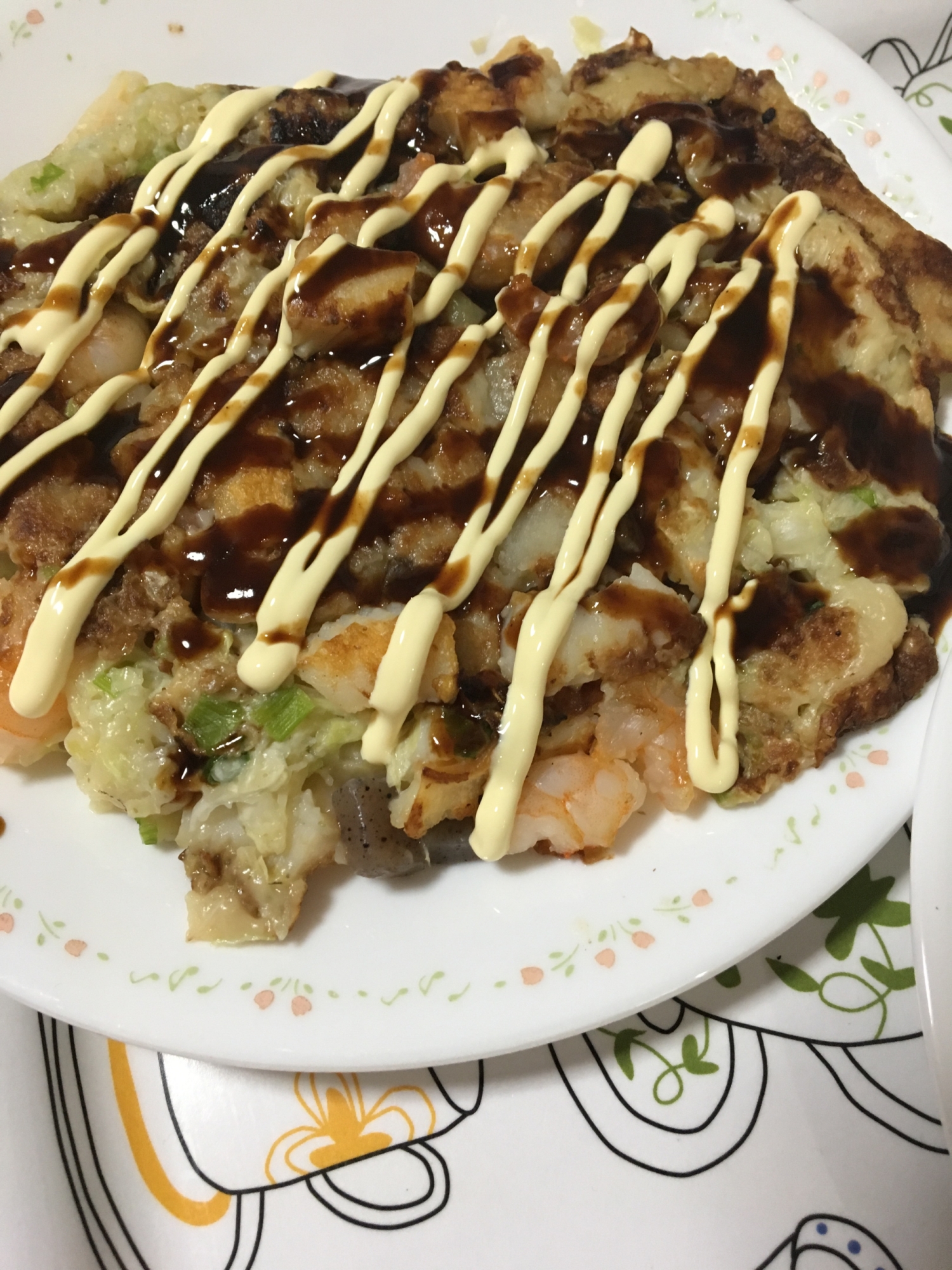 豚肉とイカとむきエビのミックスお好み焼き☆