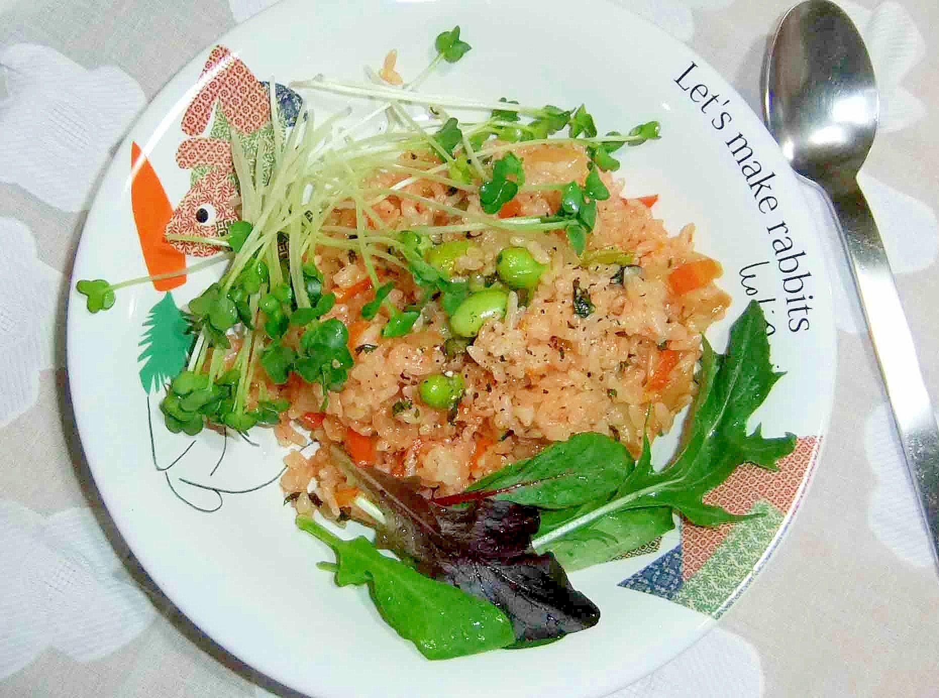 小松菜と枝豆の炒めご飯