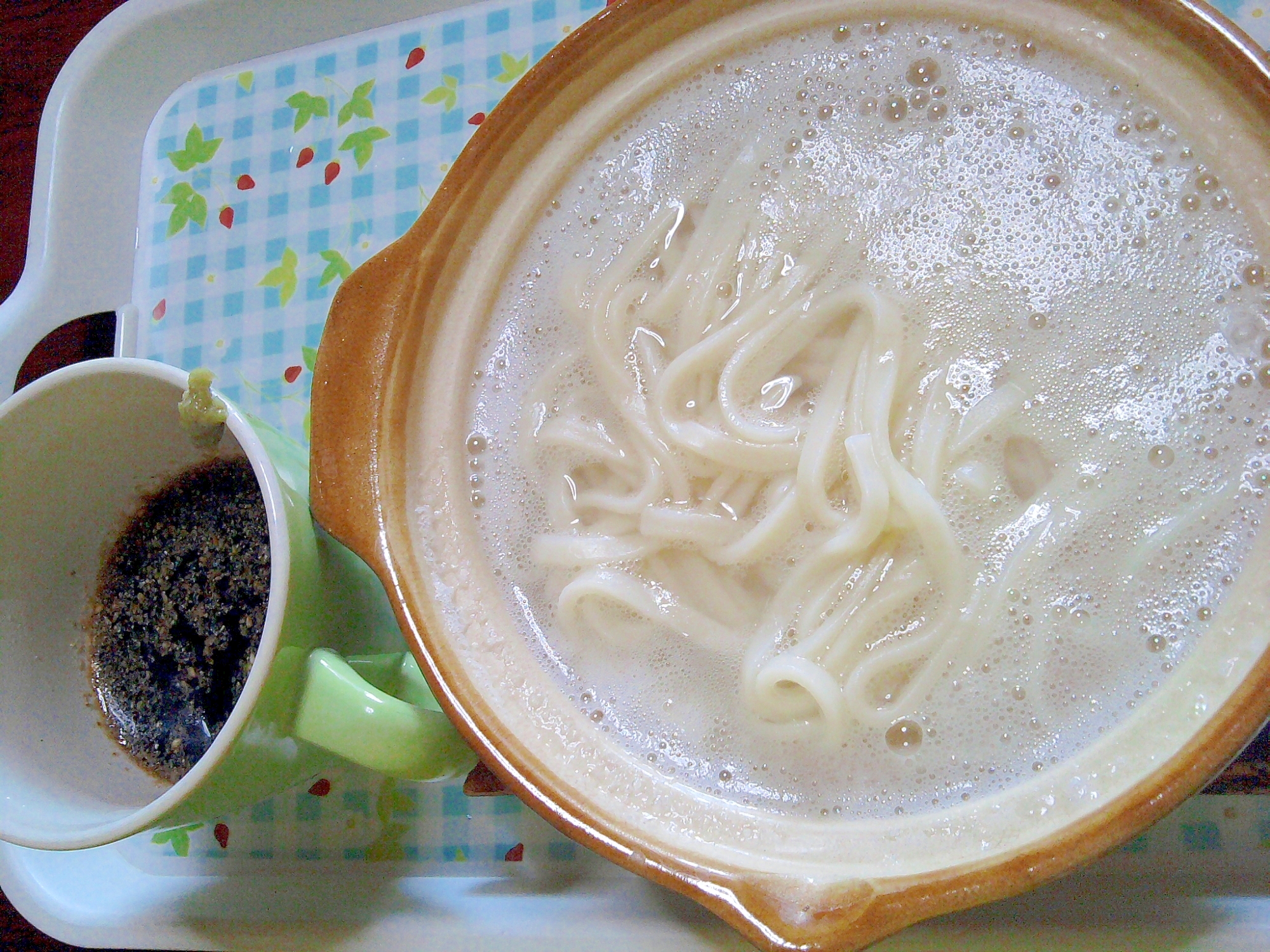 手作り麺つゆ　with 　鍋焼き釜揚げうどん