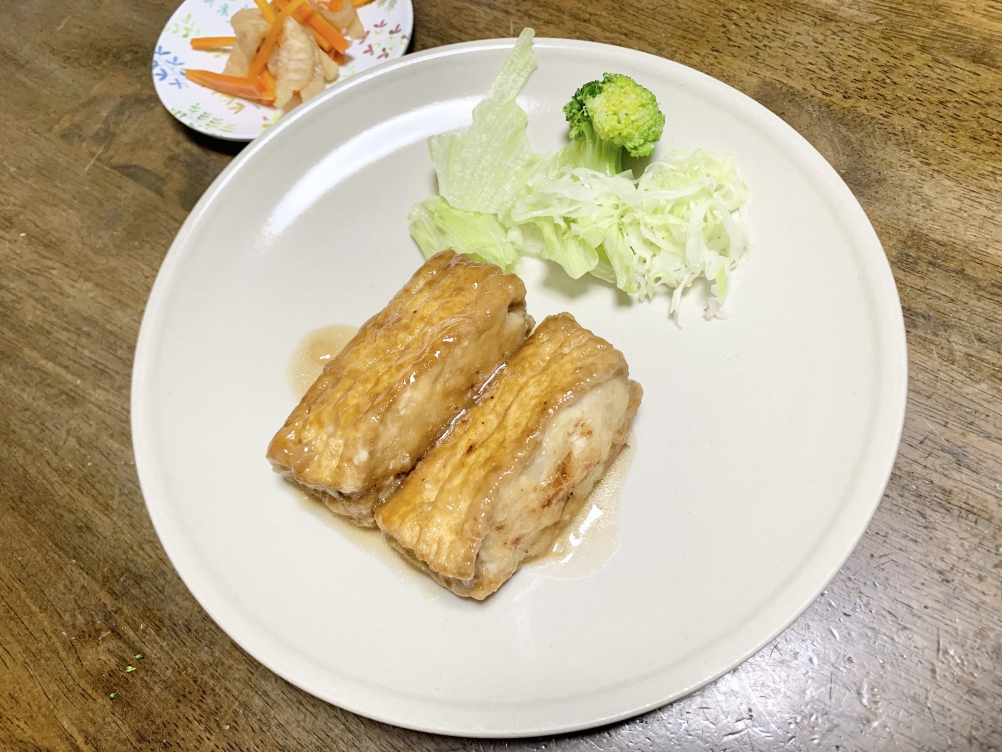 厚揚げレシピ　厚揚げの肉詰め