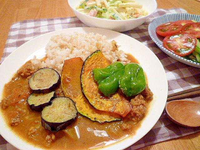 夏野菜deキーマカレー。