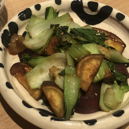 さつまいもとチンゲン菜の醤油みりん炒め