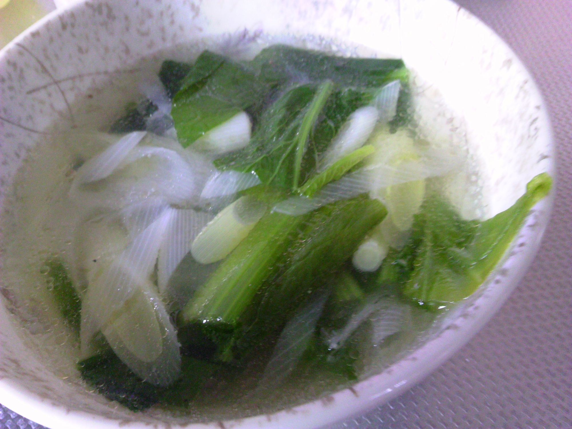 小松菜とネギの中華スープ