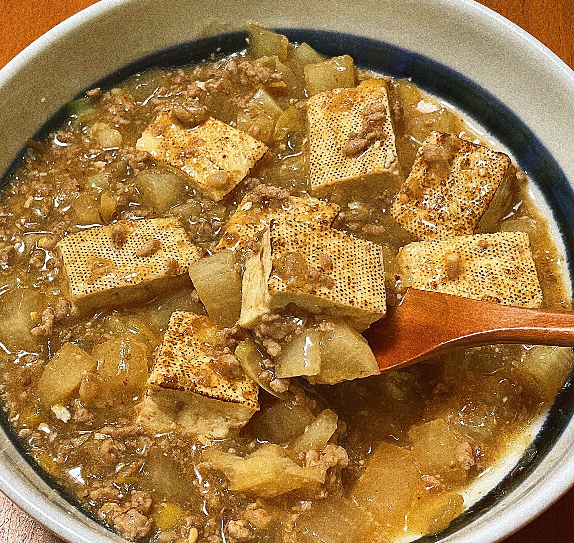 焼き豆腐の味噌大根そぼろあん