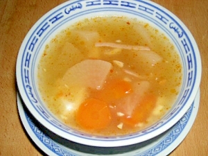 ラー油で大根の中華風スープ