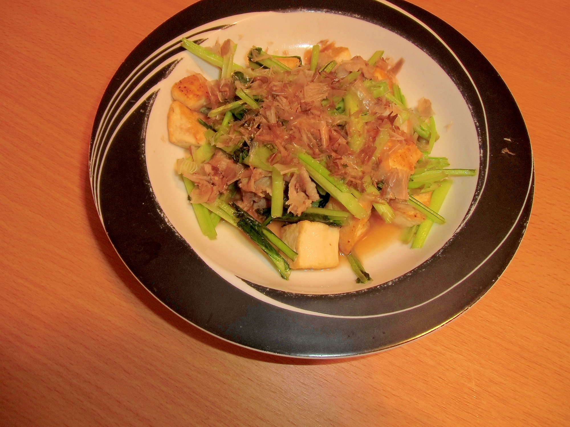 厚揚げ豆腐と小松菜のマヨチャンプルー