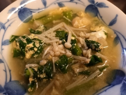 簡単！ヘルシー♪かつお菜とえのきと揚げのあんかけ丼