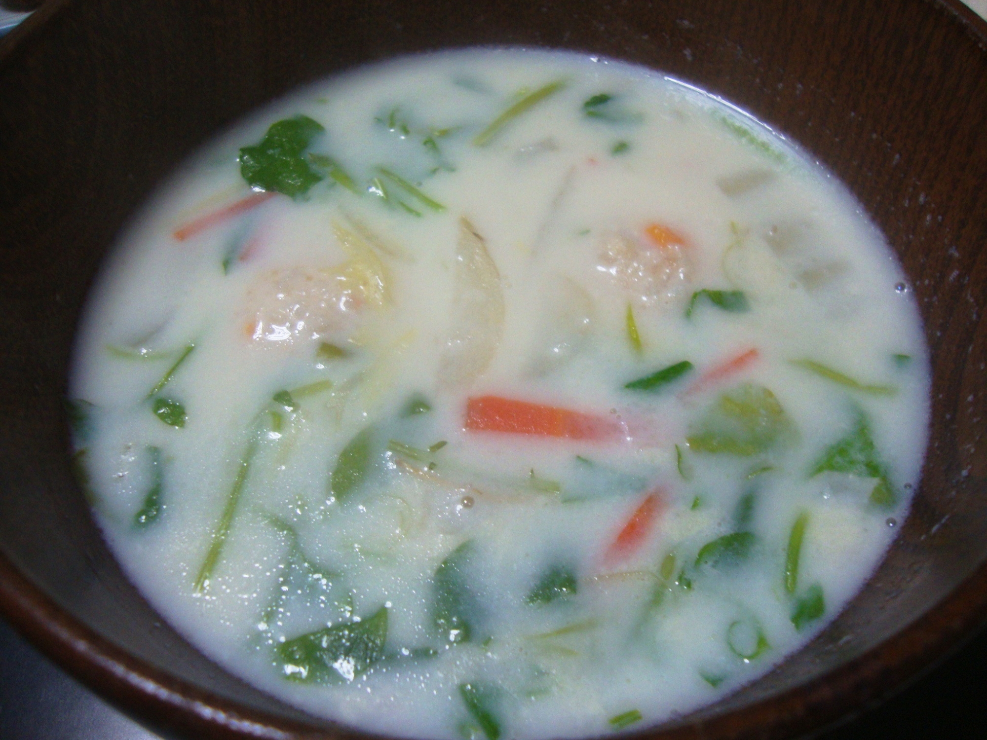 風邪予防に♪蓮根おろし豆乳スープ(七草入り)