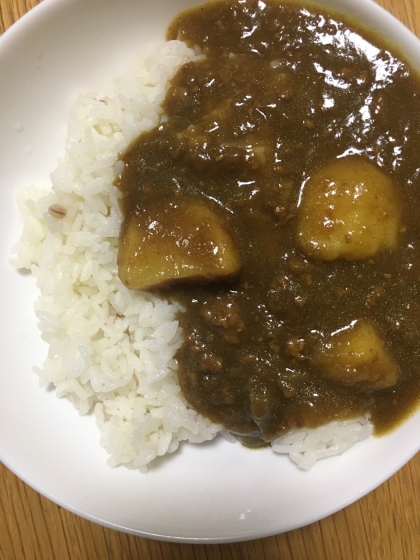 合い挽きミンチとじゃがいものカレーライス(^^)