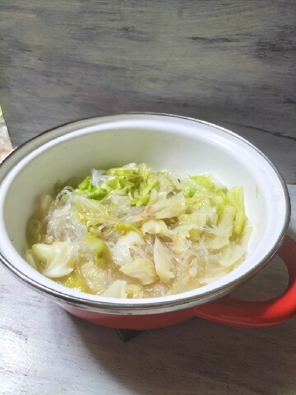 ストウブDe〜キャベツと春雨のツナスープ煮