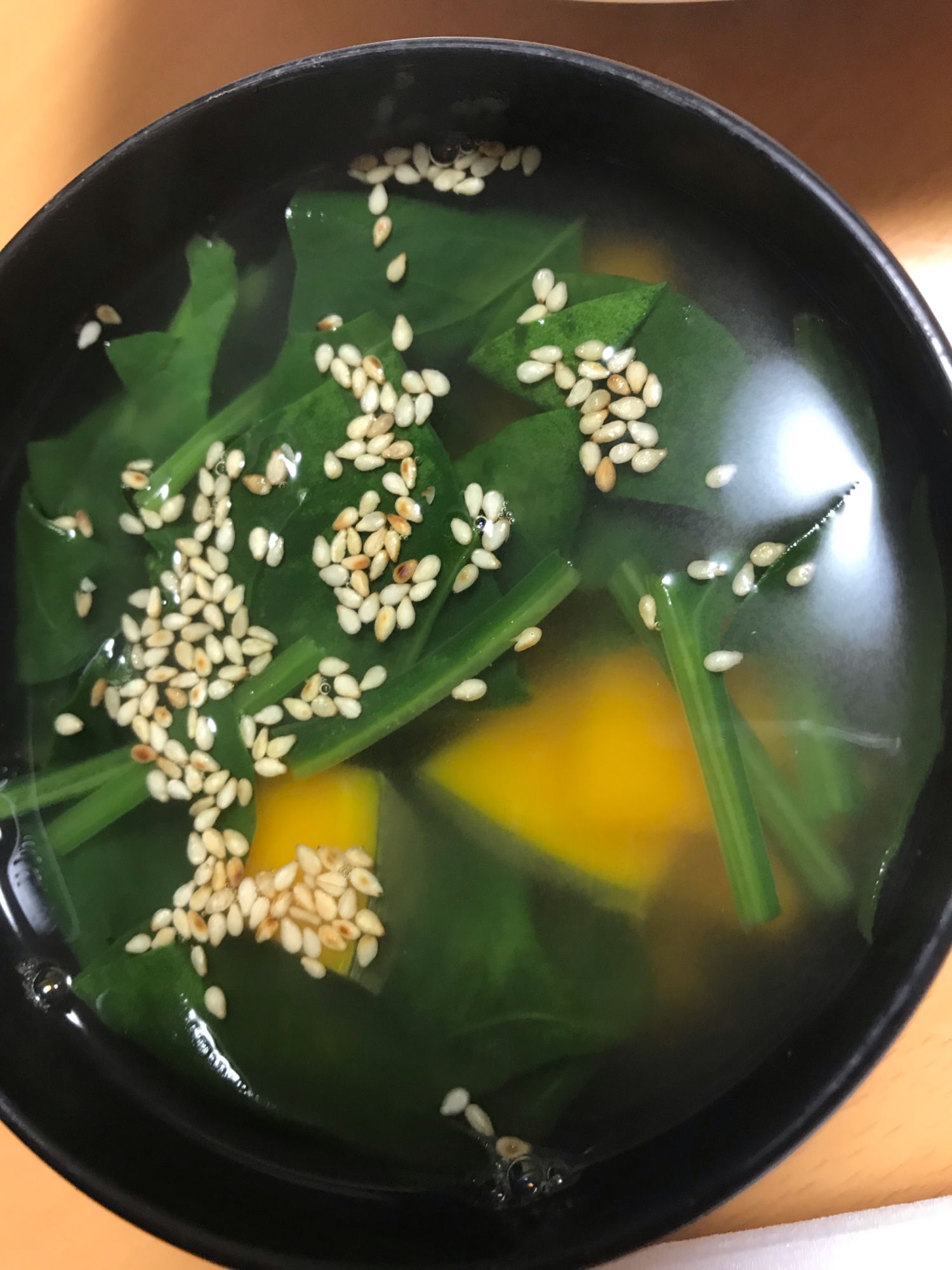 ほうれん草とかぼちゃの中華スープ