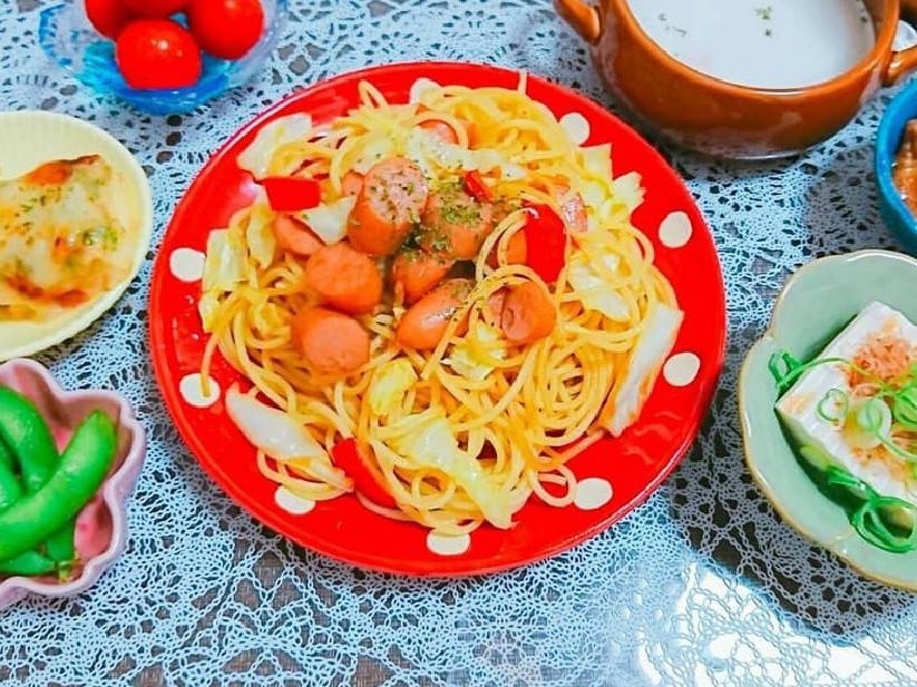 ウインナーとキャベツのあっさり和風パスタ