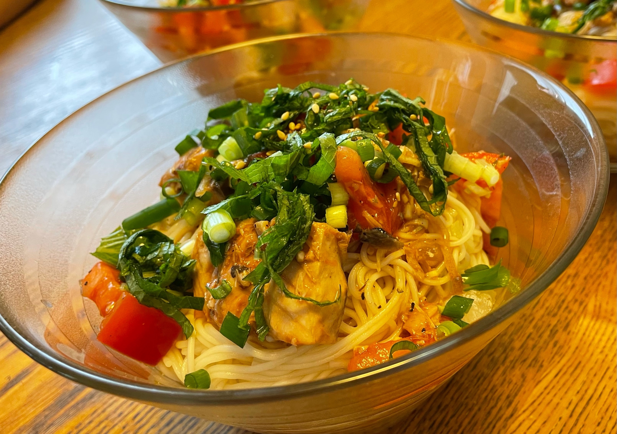 簡単！サバ缶とトマトのイタリアン風そうめん