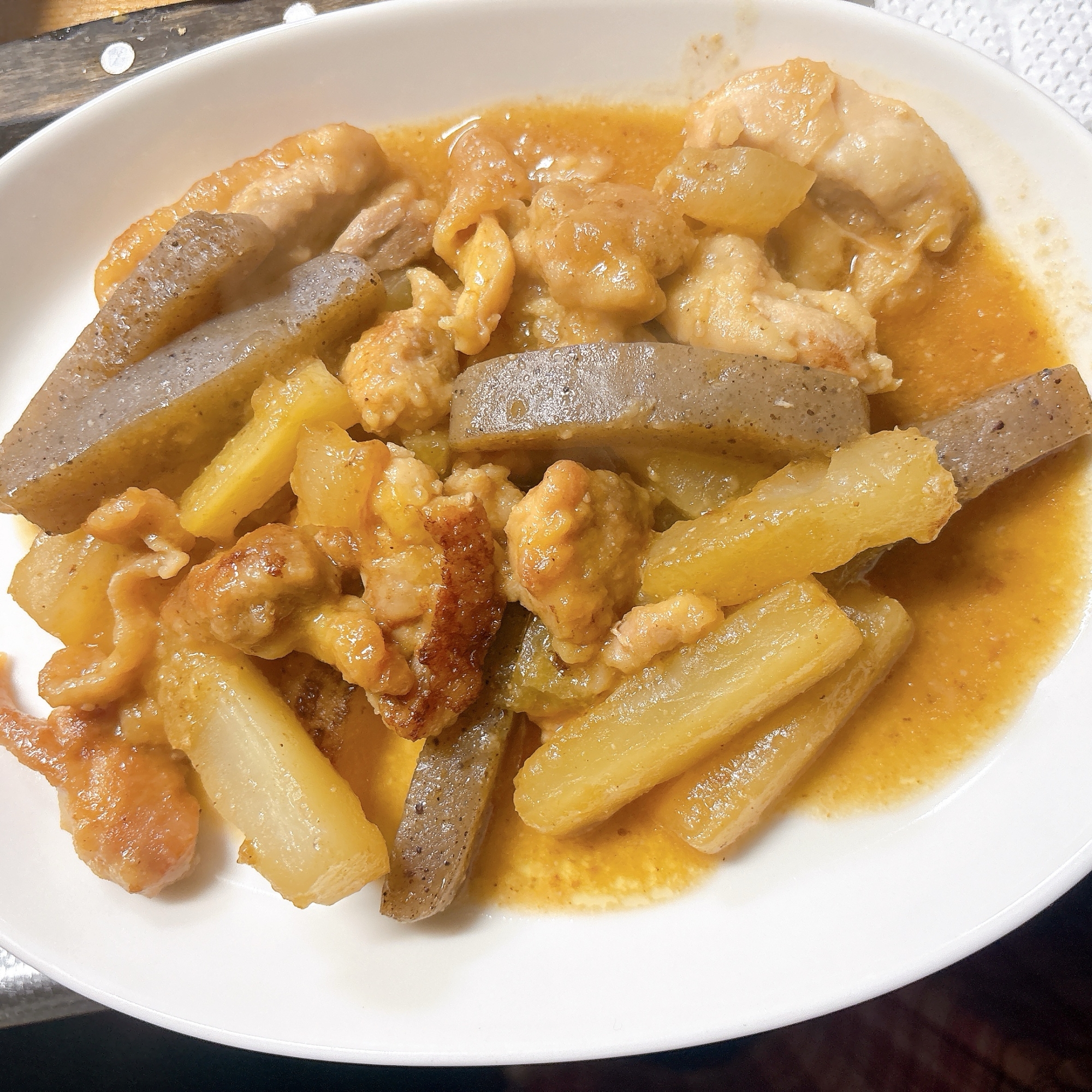 鶏肉大根蒟蒻の炒め煮