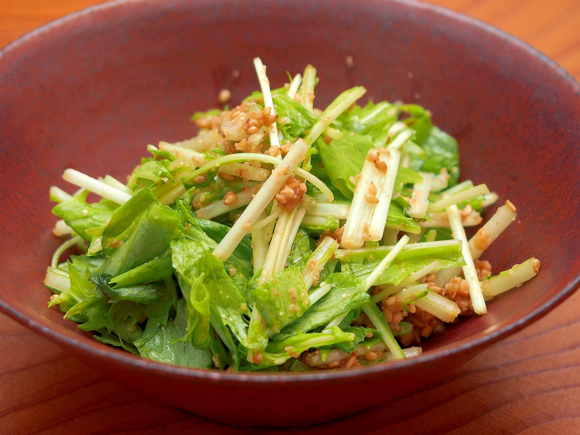 簡単副菜！水菜の胡麻酢和え