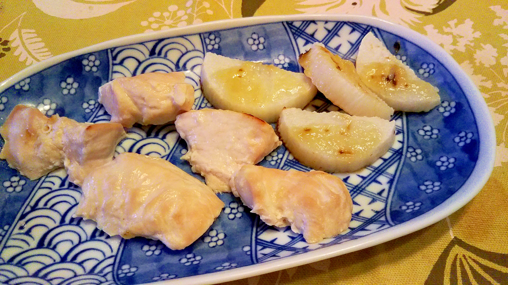 鶏むね肉と長芋の魚焼きグリル焼き