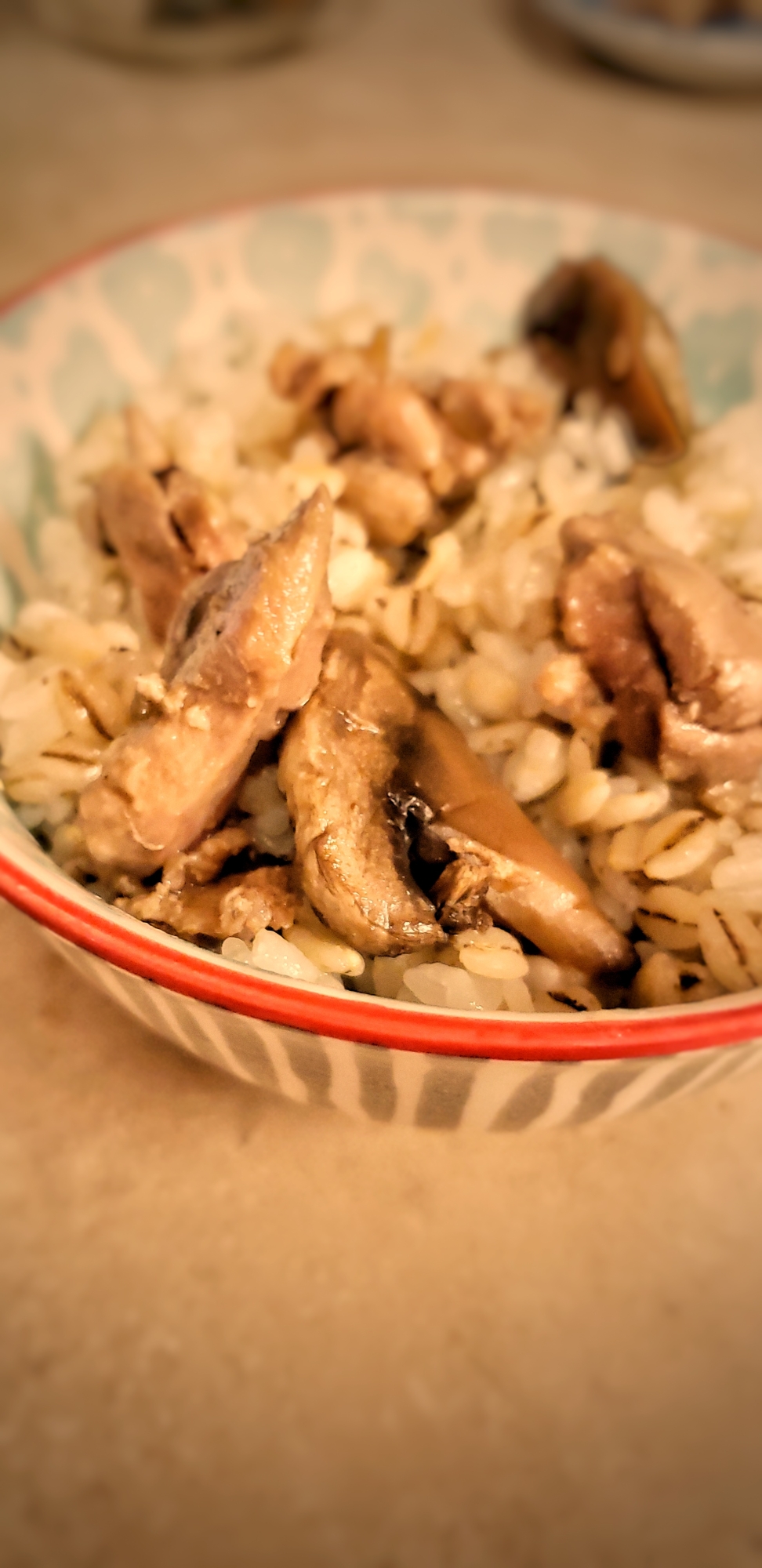 鶏肉とマッシュルームの炊き込みご飯♩