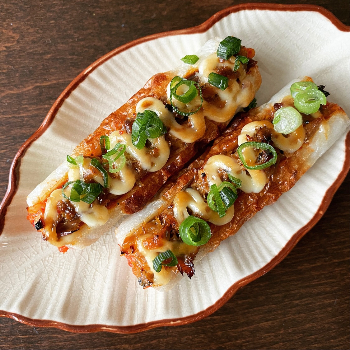 サバ缶で即席おつまみ★ちくわのサバキムチ焼き