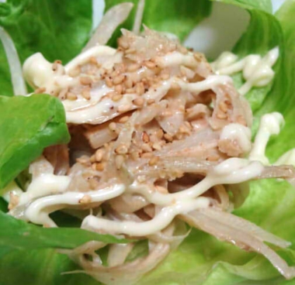 蒸し鶏と炒めごぼうのサラダ