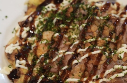 キャベツたっぷり♡豚こま肉と海老のお好み焼き