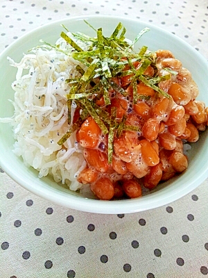 醤油糀しらす納豆丼♪