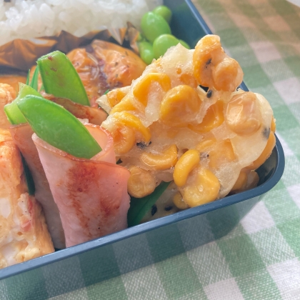コーン缶と天ぷら粉で簡単‼コーンのかき揚げ♡