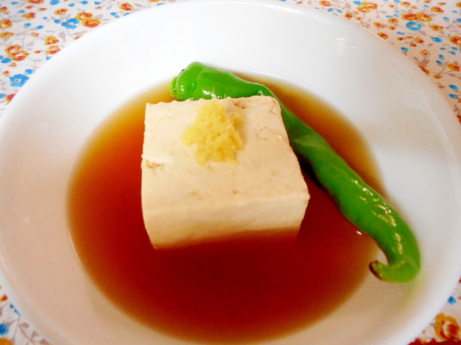 豆腐と万願寺唐辛子の煮浸し
