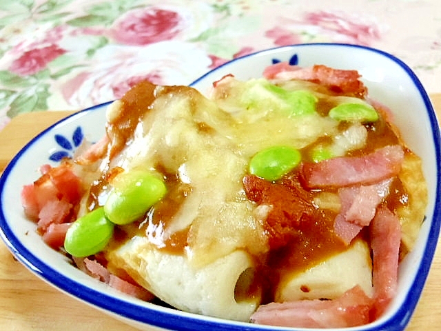 ❤竹輪とベーコンと枝豆のカレーにんにく焼き❤