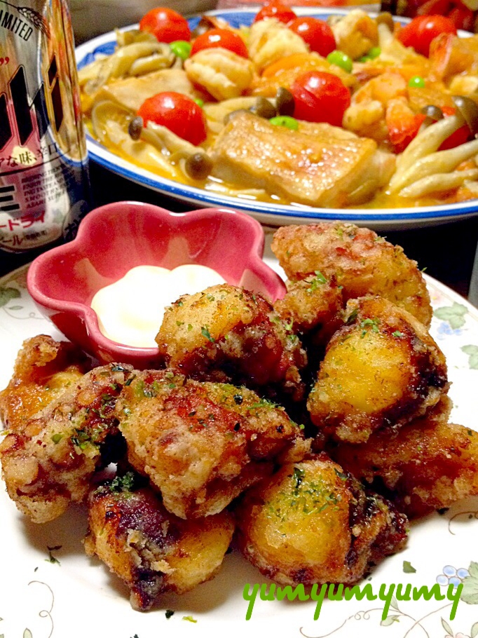 たこの唐揚げです☆大蒜が効いた止まらない美味しさ♪