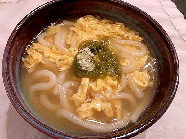 冷凍うどんで簡単！玉子綴じとろろ昆布うどん